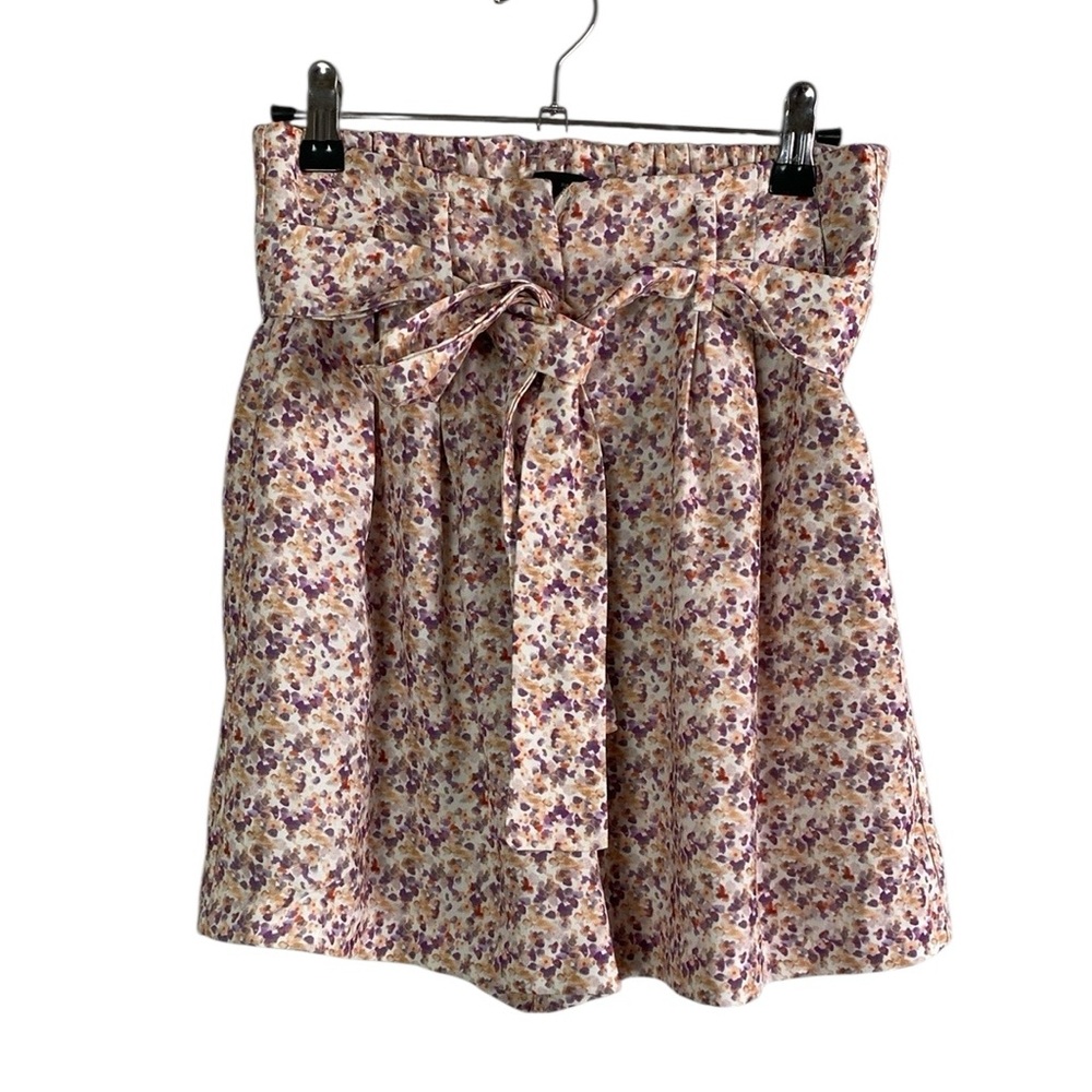 Zara floral high rise waist tie shorts